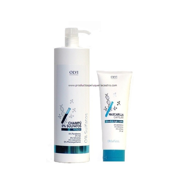 Pack champu sin sulfatos 1000 ml y Mascarilla sin sulfatos 250 ml Olvi